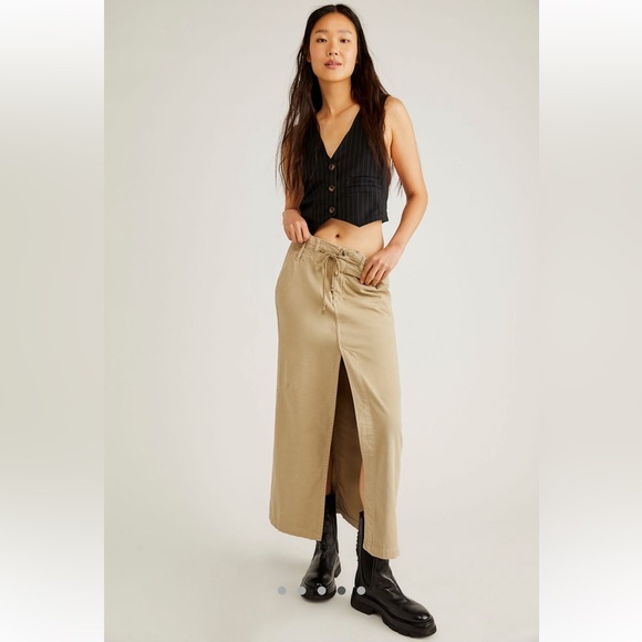 NWOT • Free People Chino Maxi Skirt - Picture 2 of 8